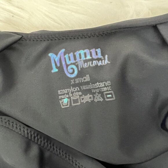 Show Me Your Mumu Mermaid Black One Piece Swim Tie Straps Ruched Womens XS - Picture 3 of 6